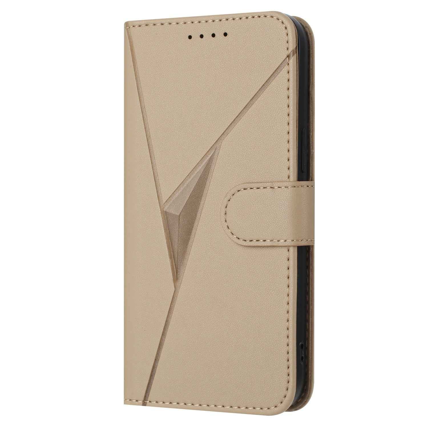 For Xiaomi 17 Pro Case Triangle Imprint Leather Phone Cover with Lanyard - Golden