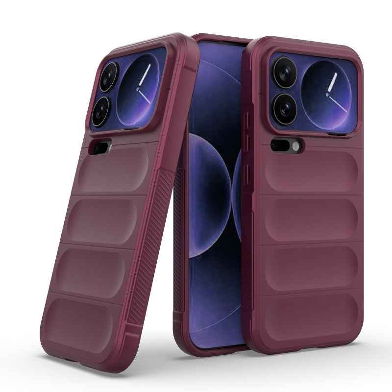 For Xiaomi 17 Pro TPU Case WANLONFENG HD Series Anti Slip Phone Cover with Tempered Glass - Wine Red