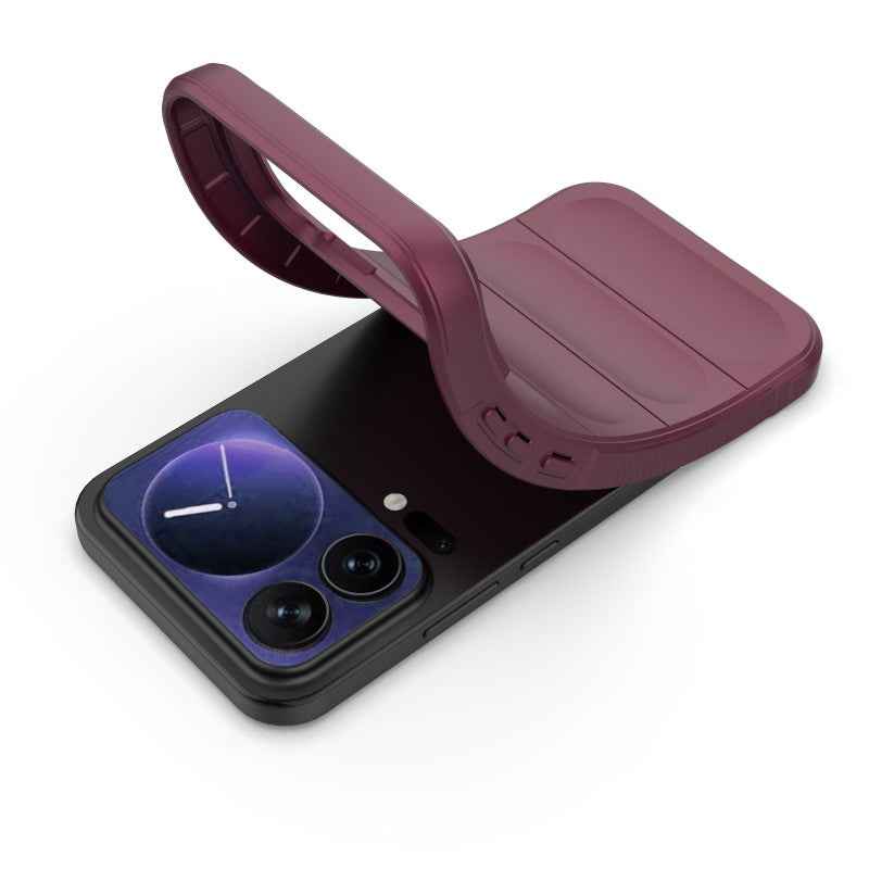 For Xiaomi 17 Pro TPU Case WANLONFENG HD Series Anti Slip Phone Cover with Tempered Glass - Wine Red