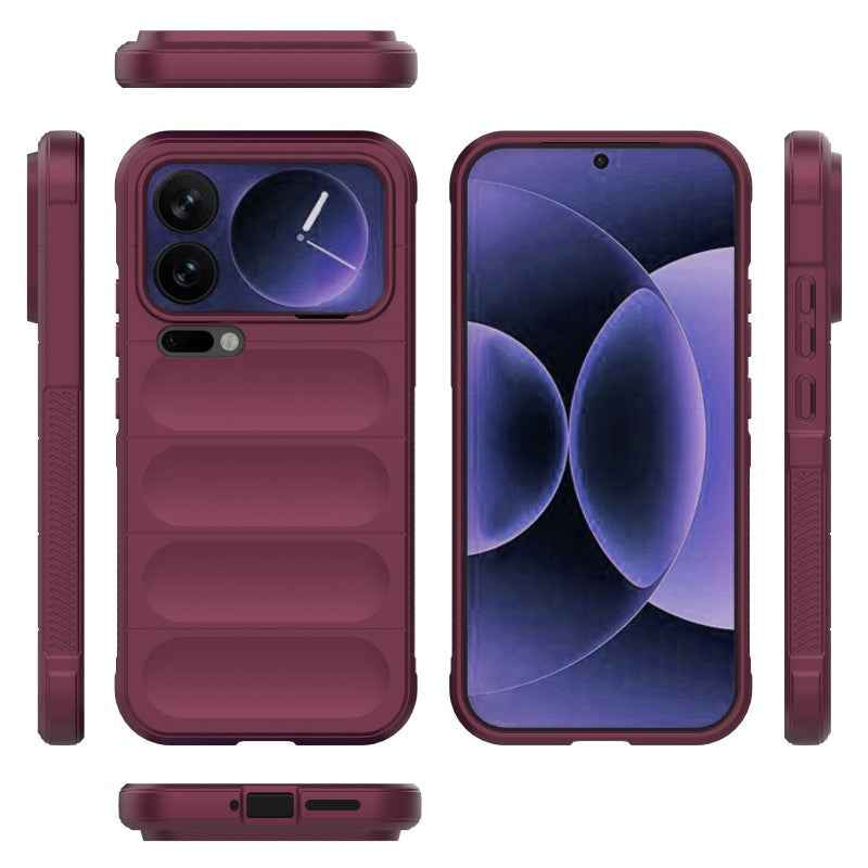For Xiaomi 17 Pro TPU Case WANLONFENG HD Series Anti Slip Phone Cover with Tempered Glass - Wine Red