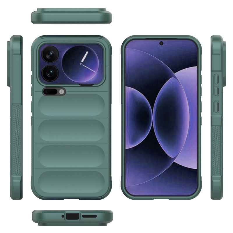 For Xiaomi 17 Pro TPU Case WANLONFENG HD Series Anti Slip Phone Cover with Tempered Glass - Army Green