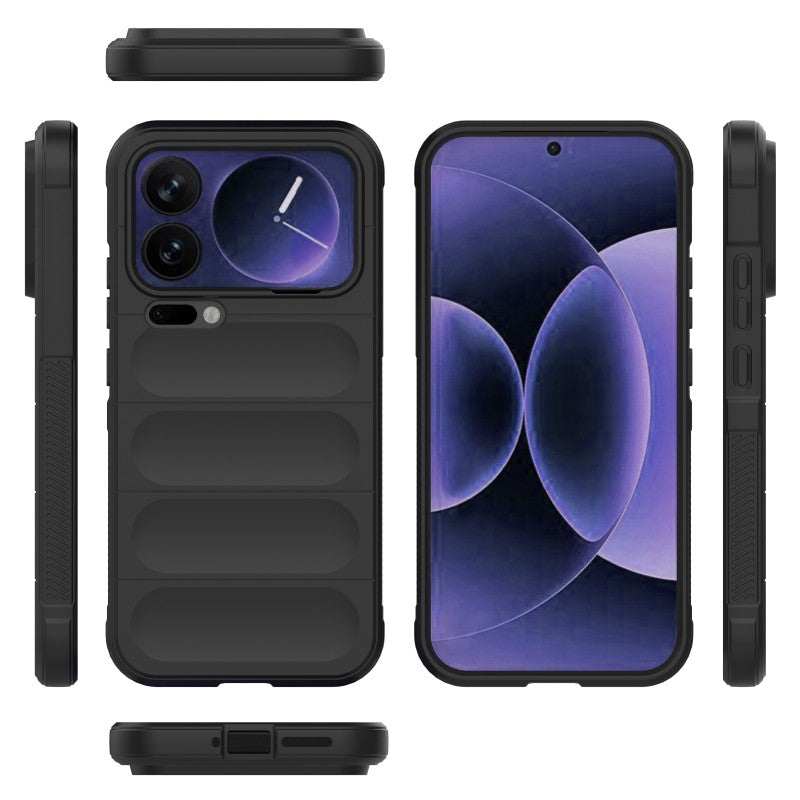 For Xiaomi 17 Pro Max TPU Case WANLONFENG HD Series Anti Slip Phone Cover with Tempered Glass - Black