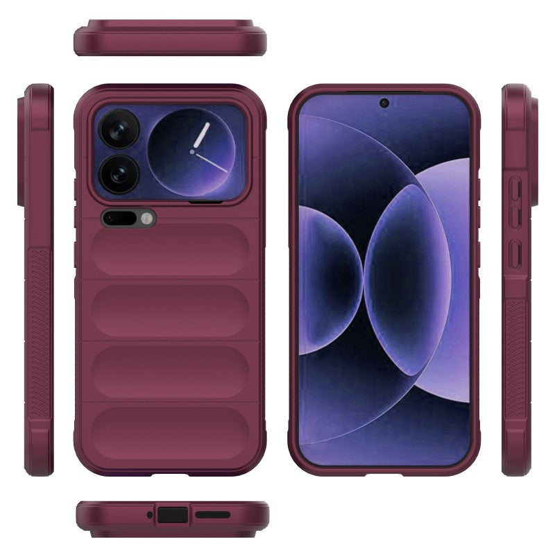 For Xiaomi 17 Pro Max TPU Case WANLONFENG HD Series Anti Slip Phone Cover with Tempered Glass - Wine Red