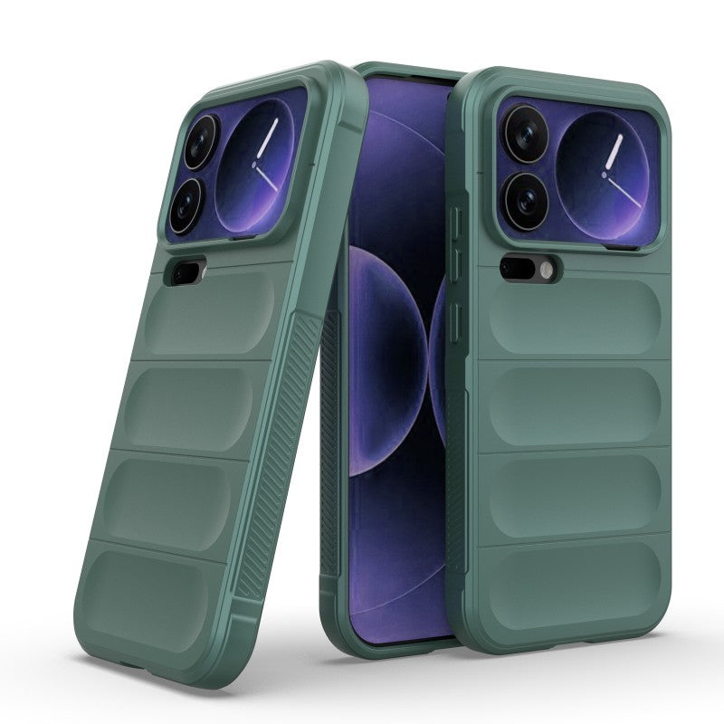 For Xiaomi 17 Pro Max TPU Case WANLONFENG HD Series Anti Slip Phone Cover with Tempered Glass - Army Green