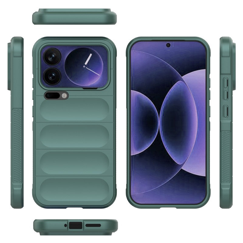 For Xiaomi 17 Pro Max TPU Case WANLONFENG HD Series Anti Slip Phone Cover with Tempered Glass - Army Green