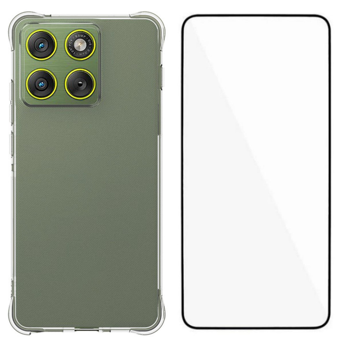 For Motorola Edge 70 5G Case WANLONFENG WL Series 2.0mm Clear TPU Cover with Tempered Glass (Big Lens Hole) - Transparent