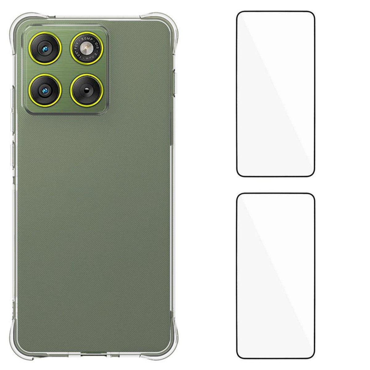 For Motorola Edge 70 5G 2.0mm TPU Phone Cover WANLONFENG WL2 Series Case with 2Pcs Tempered Glass (Big Lens Hole) - Transparent