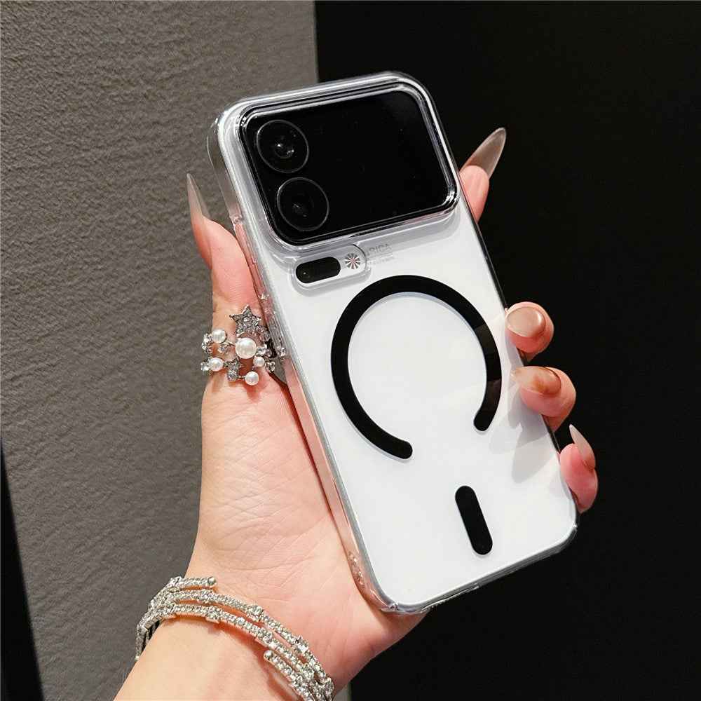 For Xiaomi 17 Pro Magnetic Case Ultra Thin Clear PC Phone Back Cover - Black