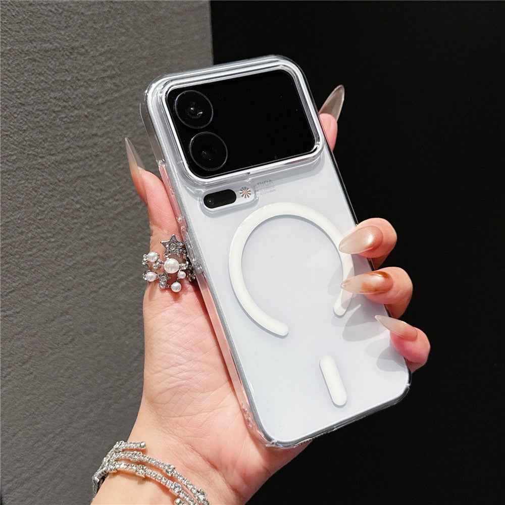For Xiaomi 17 Pro Magnetic Case Ultra Thin Clear PC Phone Back Cover - White