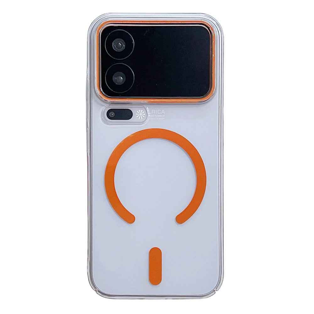 For Xiaomi 17 Pro Magnetic Case Ultra Thin Clear PC Phone Back Cover - Orange
