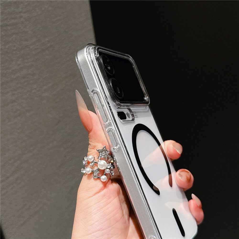 For Xiaomi 17 Pro Magnetic Case Ultra Thin Clear PC Phone Back Cover - Orange