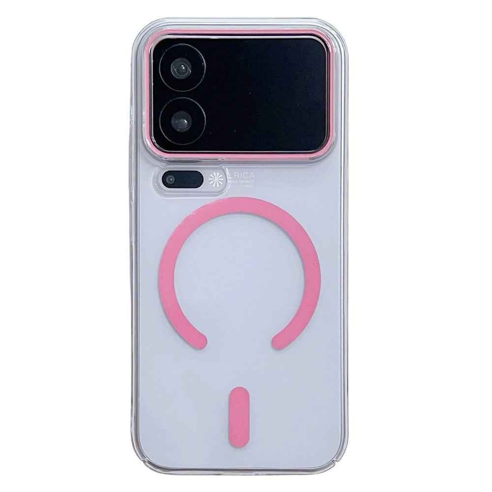 For Xiaomi 17 Pro Magnetic Case Ultra Thin Clear PC Phone Back Cover - Pink