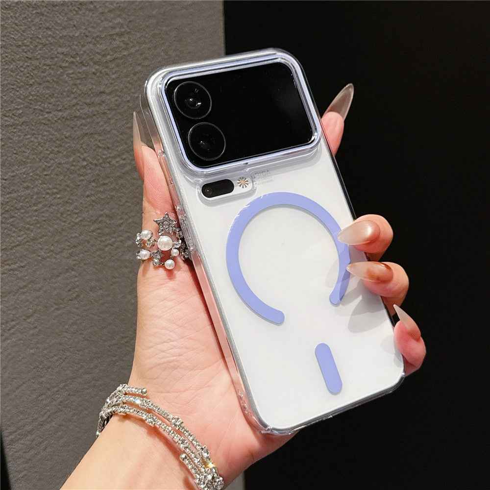 For Xiaomi 17 Pro Magnetic Case Ultra Thin Clear PC Phone Back Cover - Purple