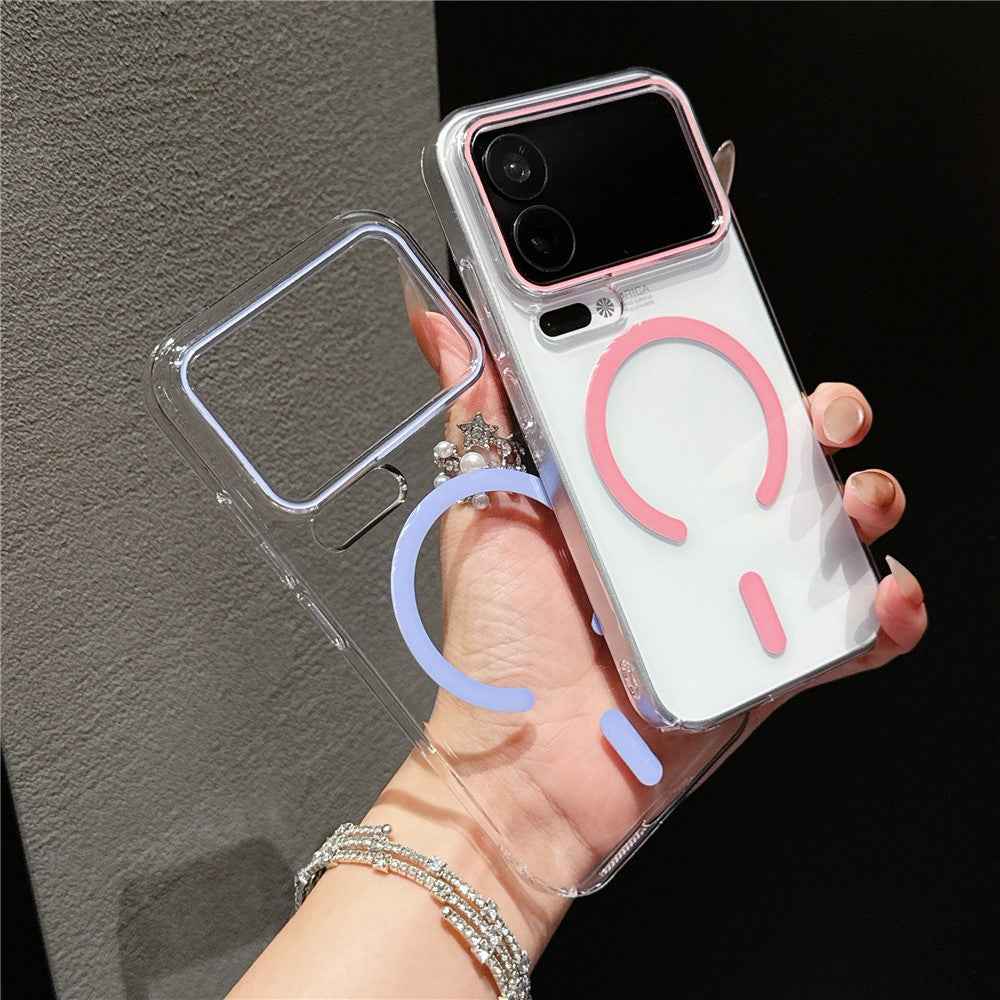 For Xiaomi 17 Pro Magnetic Case Ultra Thin Clear PC Phone Back Cover - Purple