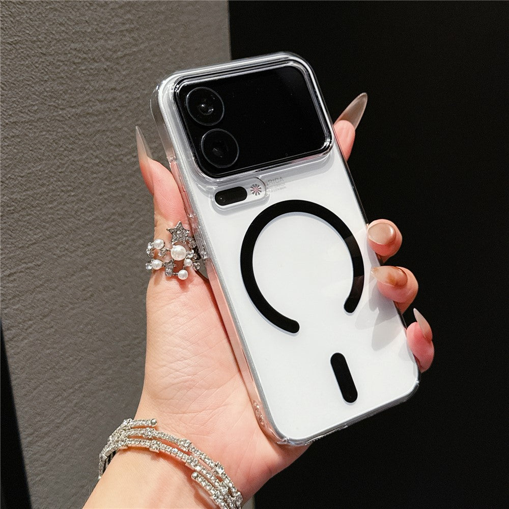 For Xiaomi 17 Pro Max Magnetic Case Ultra Thin Clear PC Phone Back Cover - Black