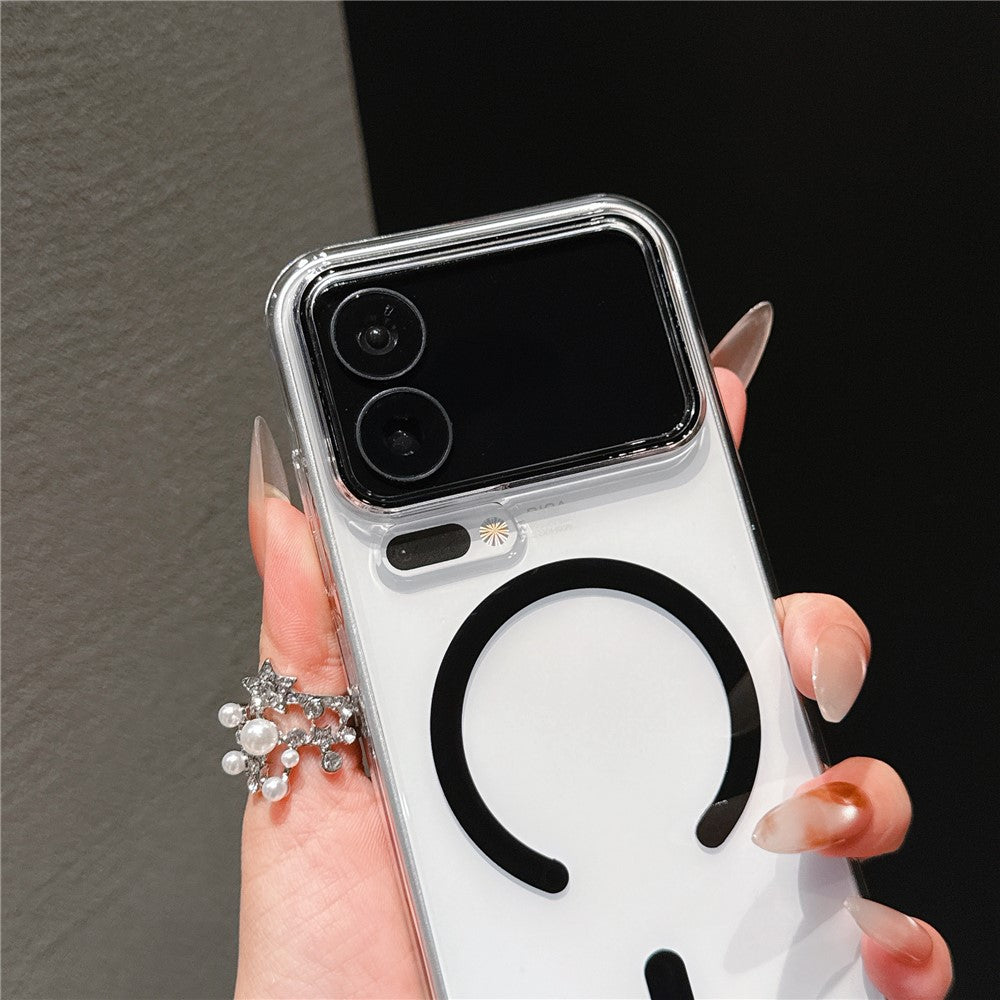 For Xiaomi 17 Pro Max Magnetic Case Ultra Thin Clear PC Phone Back Cover - Black