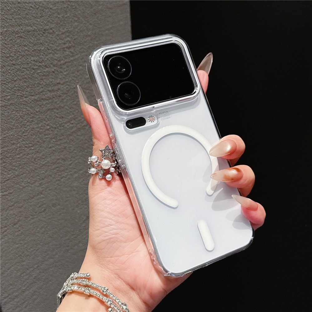 For Xiaomi 17 Pro Max Magnetic Case Ultra Thin Clear PC Phone Back Cover - White