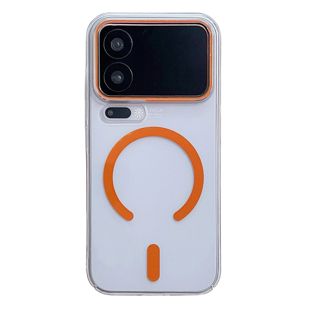 For Xiaomi 17 Pro Max Magnetic Case Ultra Thin Clear PC Phone Back Cover - Orange