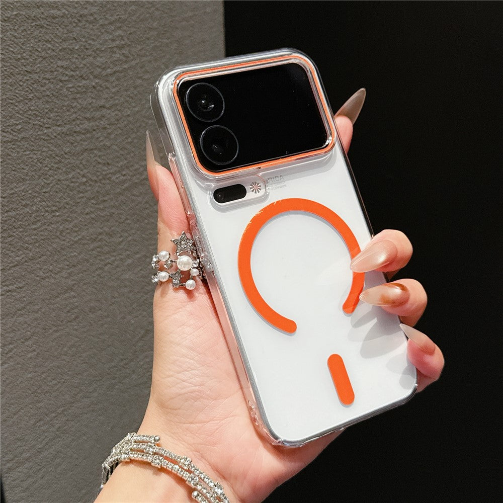 For Xiaomi 17 Pro Max Magnetic Case Ultra Thin Clear PC Phone Back Cover - Orange