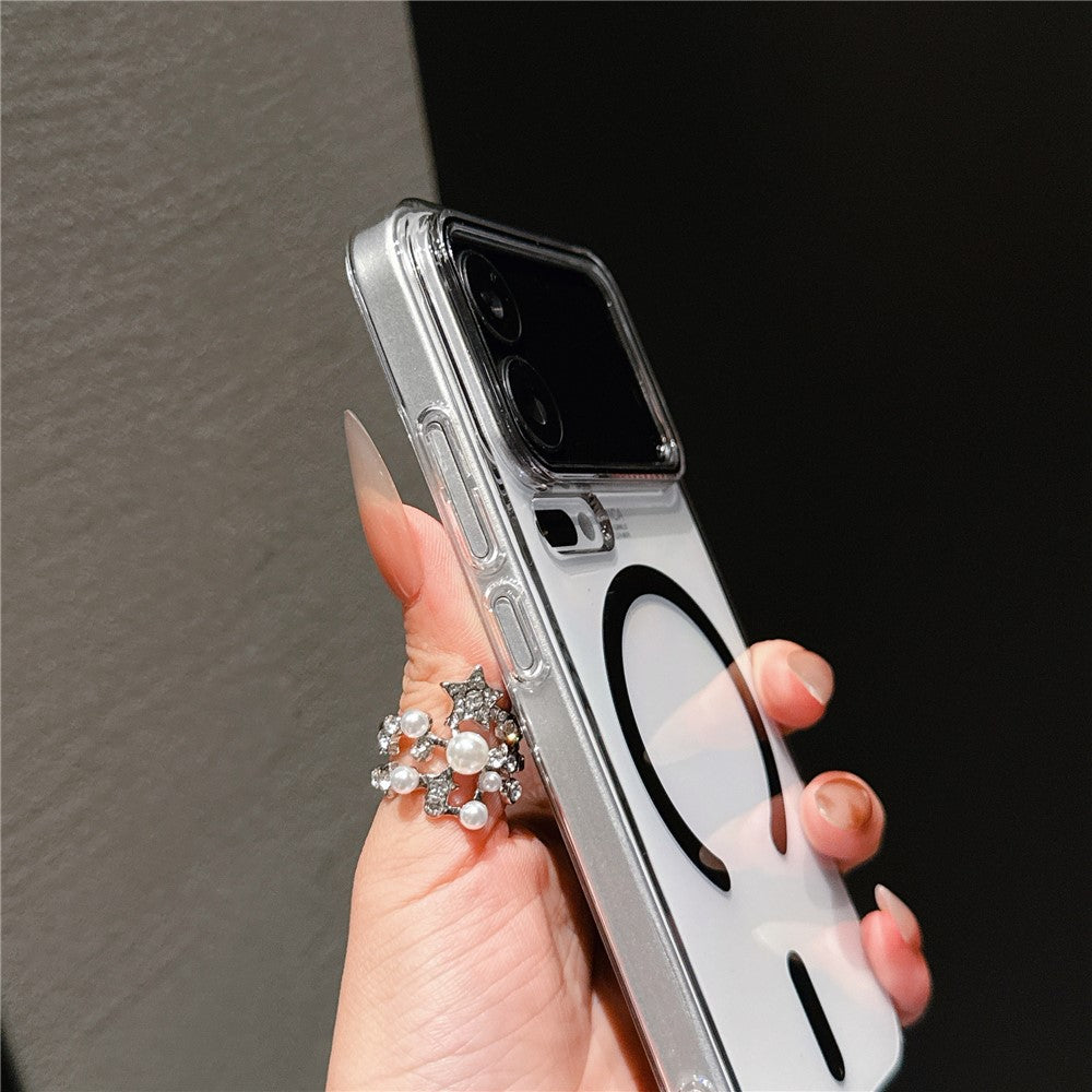 For Xiaomi 17 Pro Max Magnetic Case Ultra Thin Clear PC Phone Back Cover - Orange