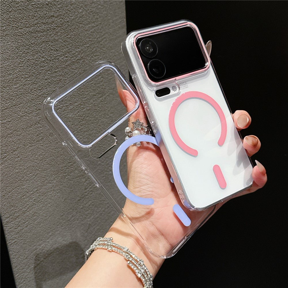 For Xiaomi 17 Pro Max Magnetic Case Ultra Thin Clear PC Phone Back Cover - Orange
