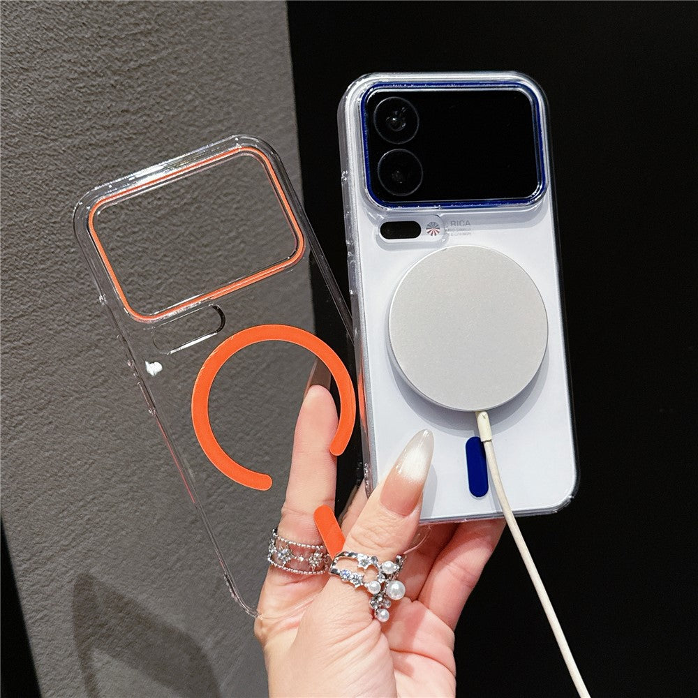 For Xiaomi 17 Pro Max Magnetic Case Ultra Thin Clear PC Phone Back Cover - Orange