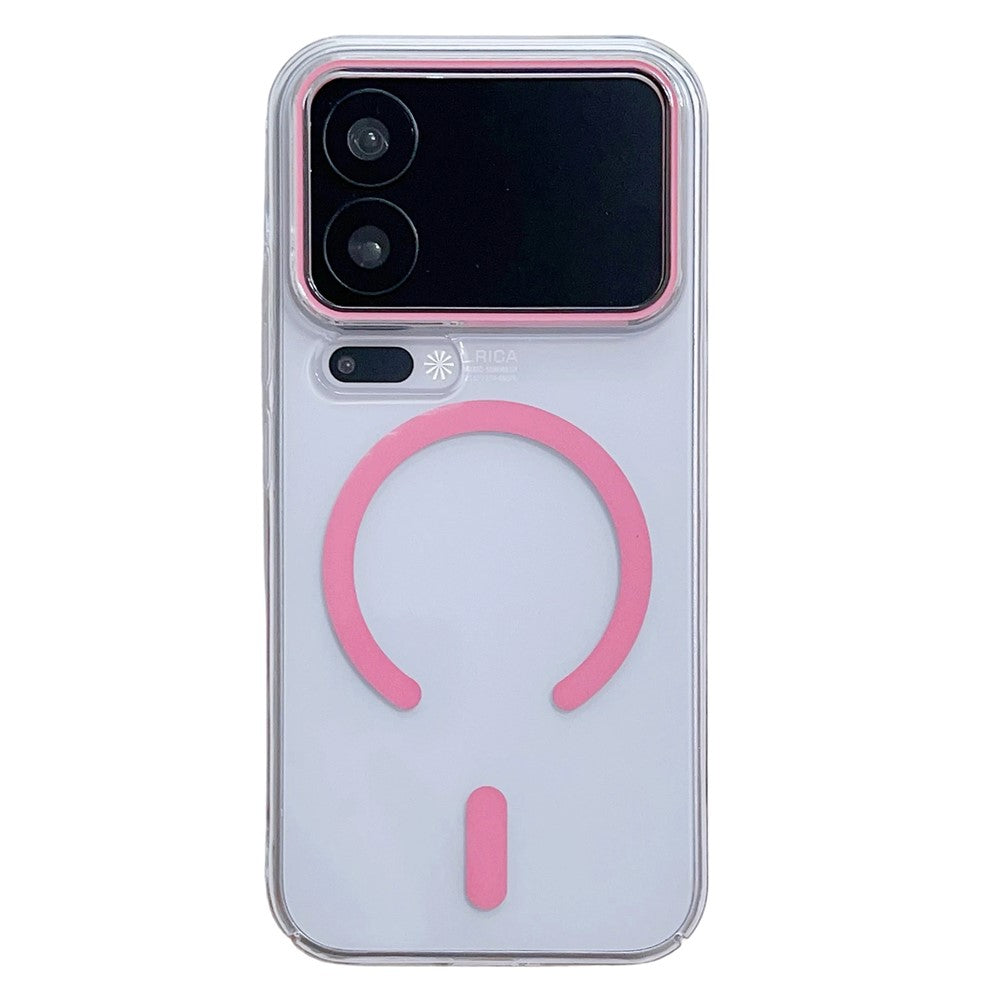 For Xiaomi 17 Pro Max Magnetic Case Ultra Thin Clear PC Phone Back Cover - Pink