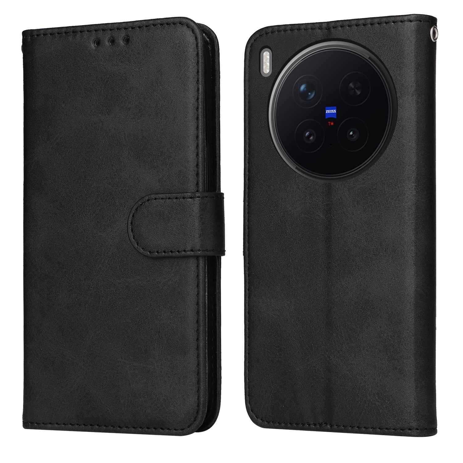 For vivo X300 Pro 5G Case Wallet PU Leather Folio Flip Phone Cover - Black