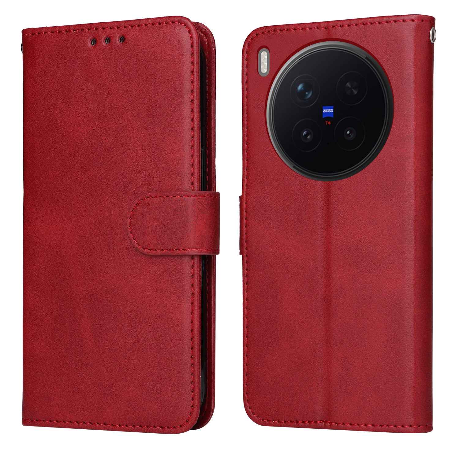 For vivo X300 Pro 5G Case Wallet PU Leather Folio Flip Phone Cover - Red