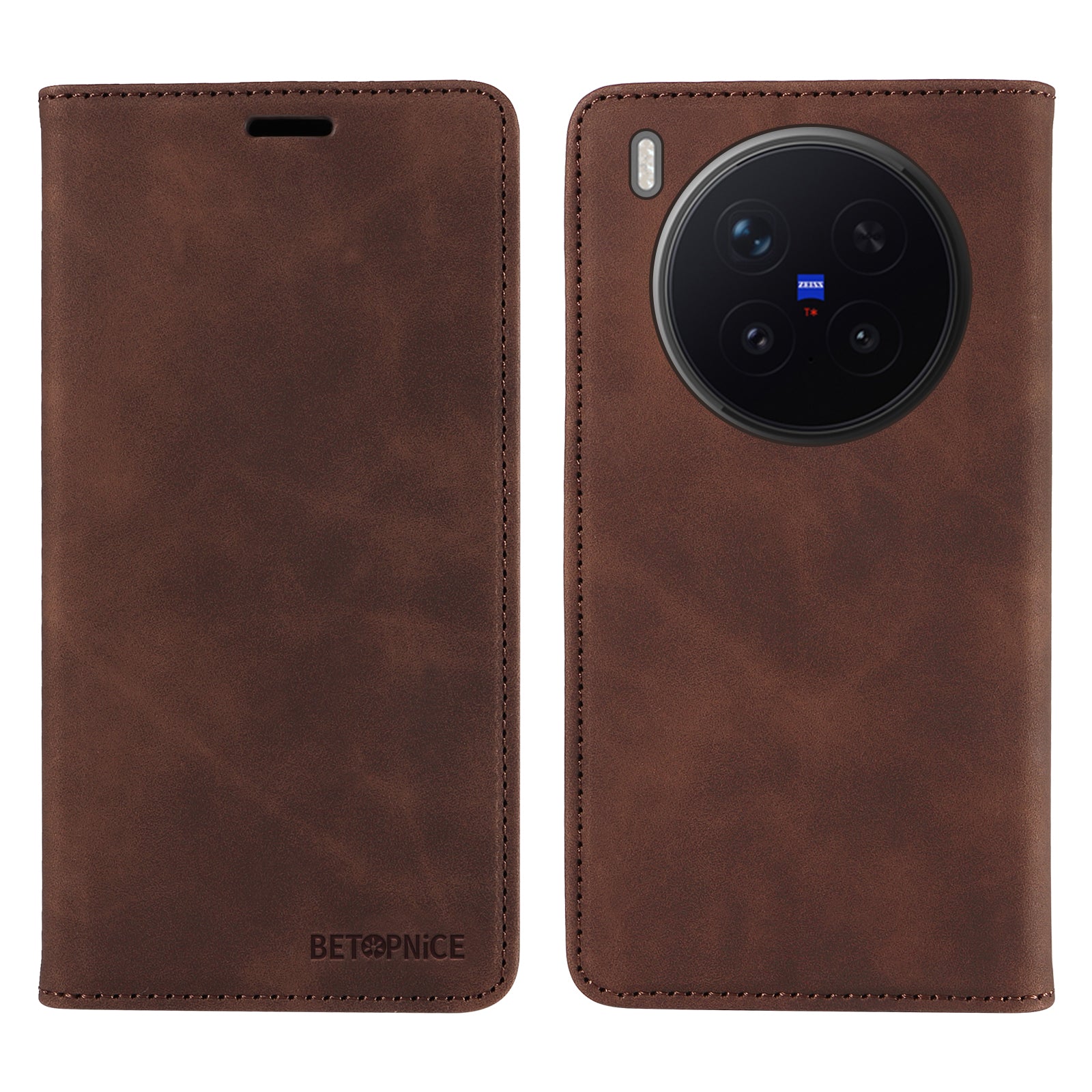 BETOPNICE For vivo X300 Pro 5G Case  Magnetic Closure RFID Blocking Wallet Stand Leather Phone Cover - Brown