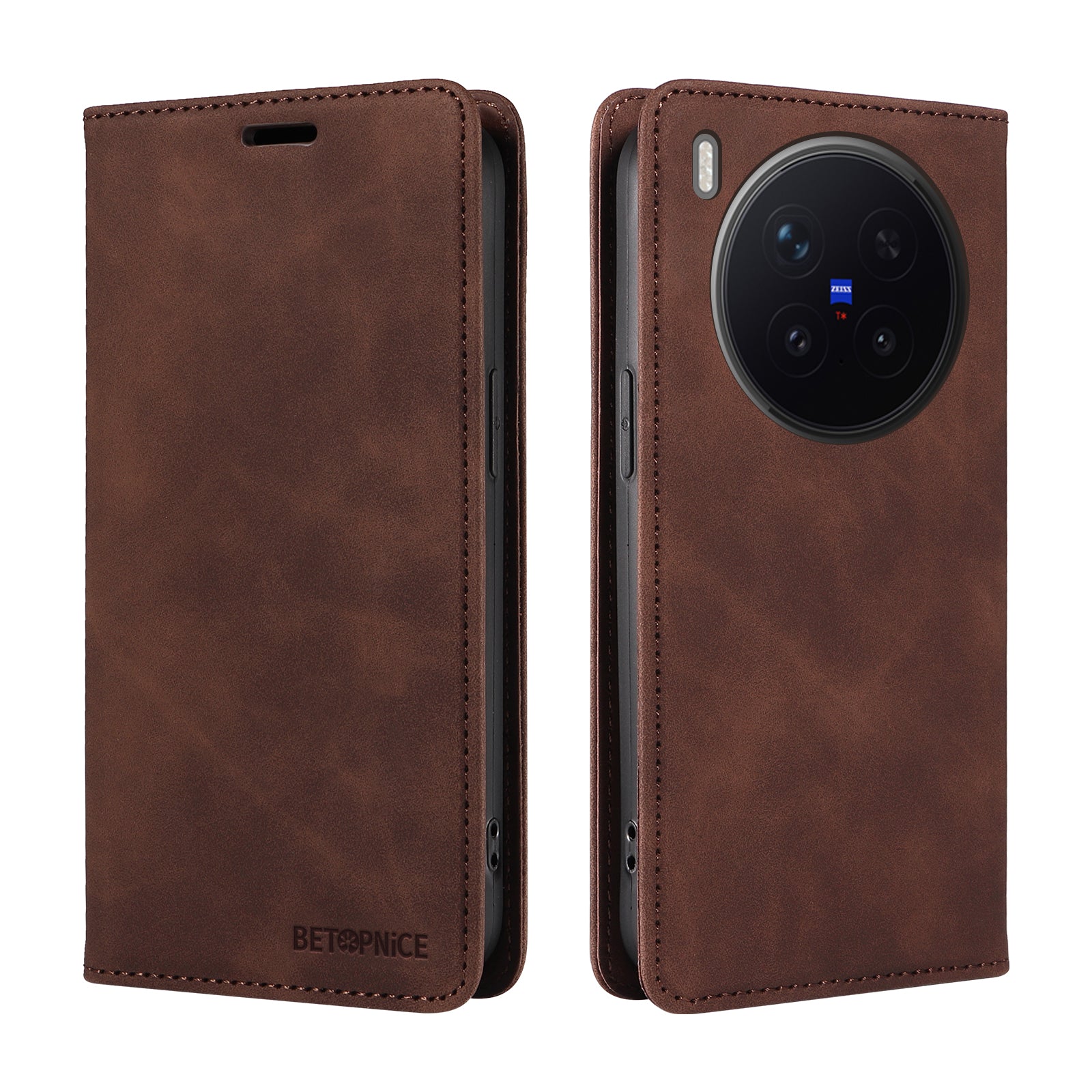BETOPNICE For vivo X300 Pro 5G Case  Magnetic Closure RFID Blocking Wallet Stand Leather Phone Cover - Brown