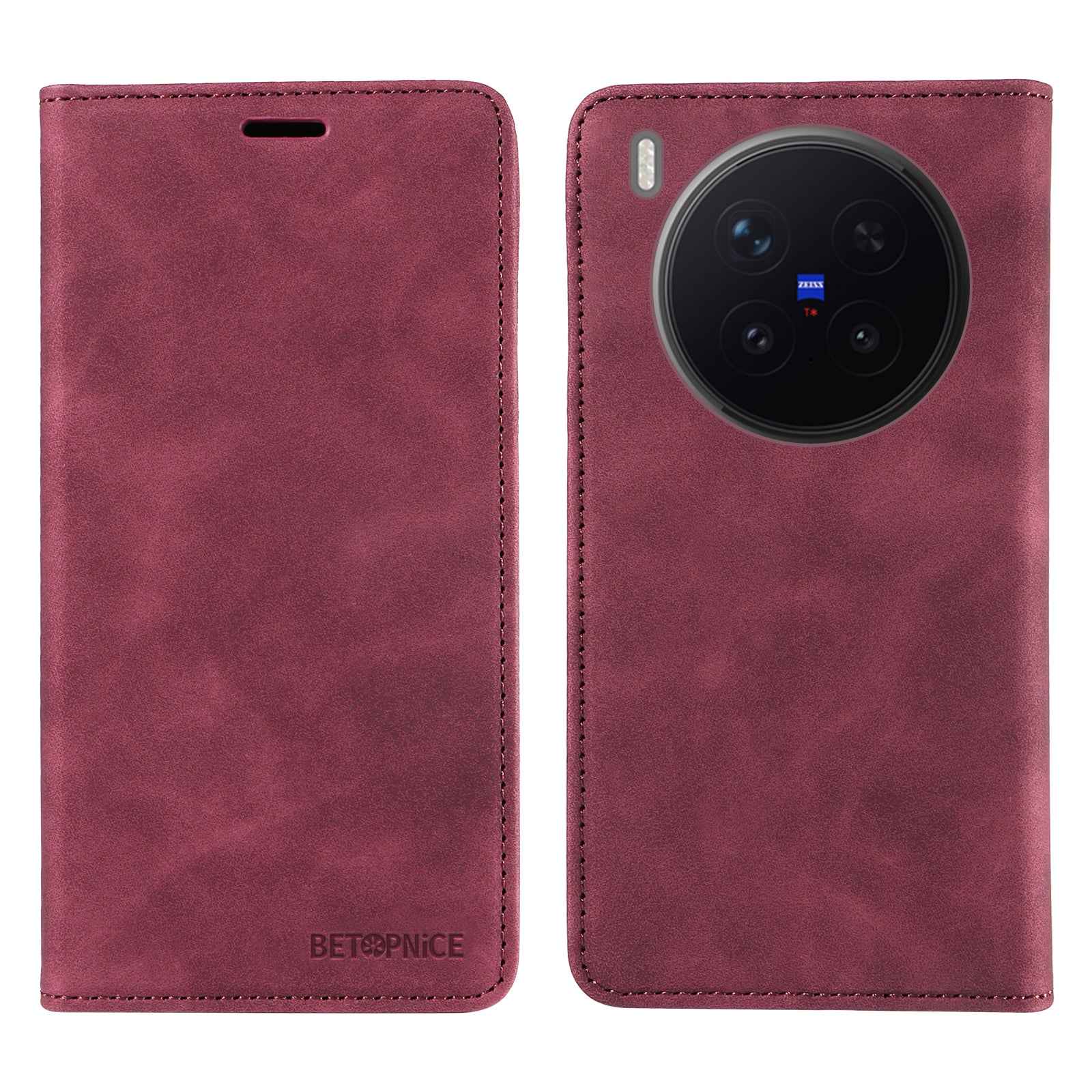 BETOPNICE For vivo X300 Pro 5G Case  Magnetic Closure RFID Blocking Wallet Stand Leather Phone Cover - Red