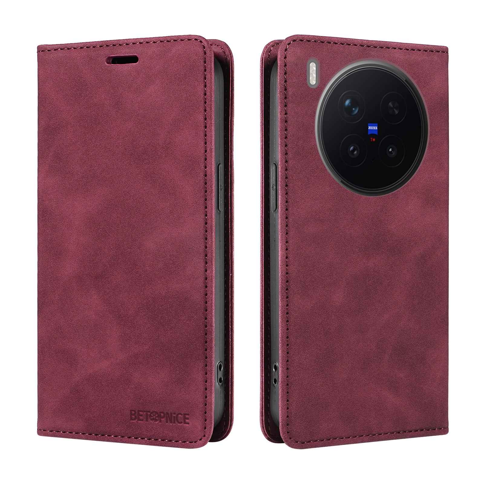 BETOPNICE For vivo X300 Pro 5G Case  Magnetic Closure RFID Blocking Wallet Stand Leather Phone Cover - Red