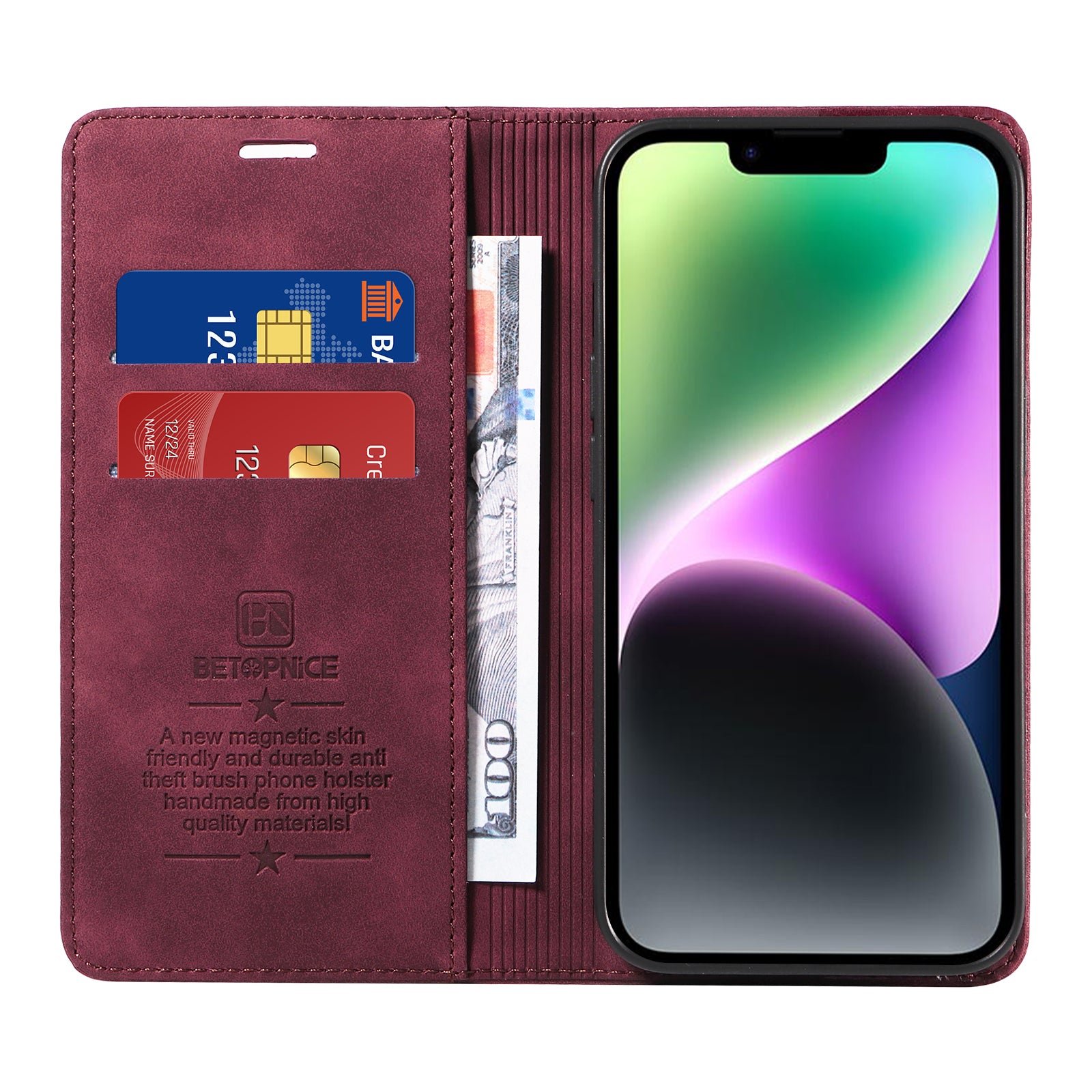 BETOPNICE For vivo X300 Pro 5G Case  Magnetic Closure RFID Blocking Wallet Stand Leather Phone Cover - Red