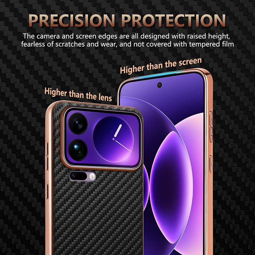 AZNS For Xiaomi 17 Pro Max Case Electroplating Carbon Fiber Texture PU + TPU Phone Cover - Green