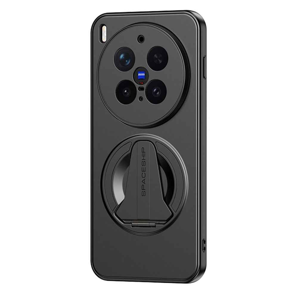 For vivo X300 Pro 5G Magnetic Case Hidden Kickstand Skin-Feel Matte PC TPU Phone Back Cover - Black