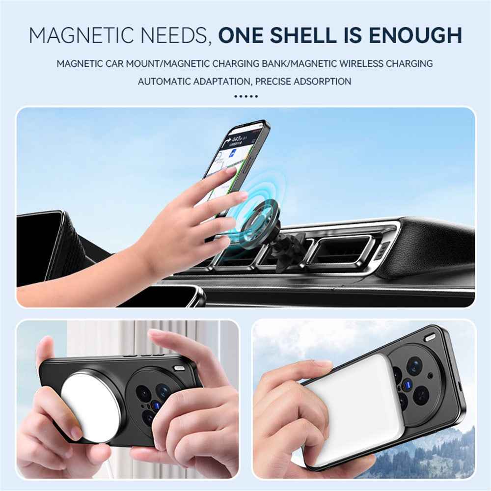 For vivo X300 Pro 5G Magnetic Case Hidden Kickstand Skin-Feel Matte PC TPU Phone Back Cover - Black