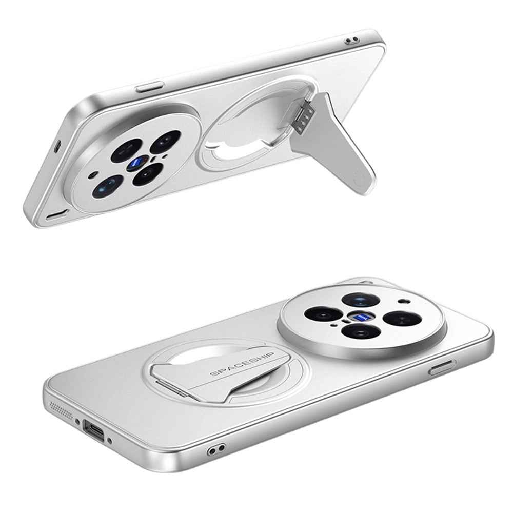 For vivo X300 Pro 5G Magnetic Case Hidden Kickstand Skin-Feel Matte PC TPU Phone Back Cover - Silver