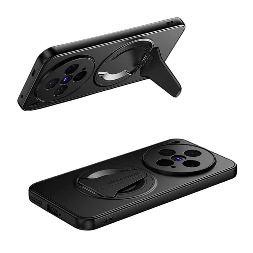 For vivo X300 5G Magnetic Case Hidden Kickstand Skin-Feel Matte PC TPU Phone Back Cover - Black
