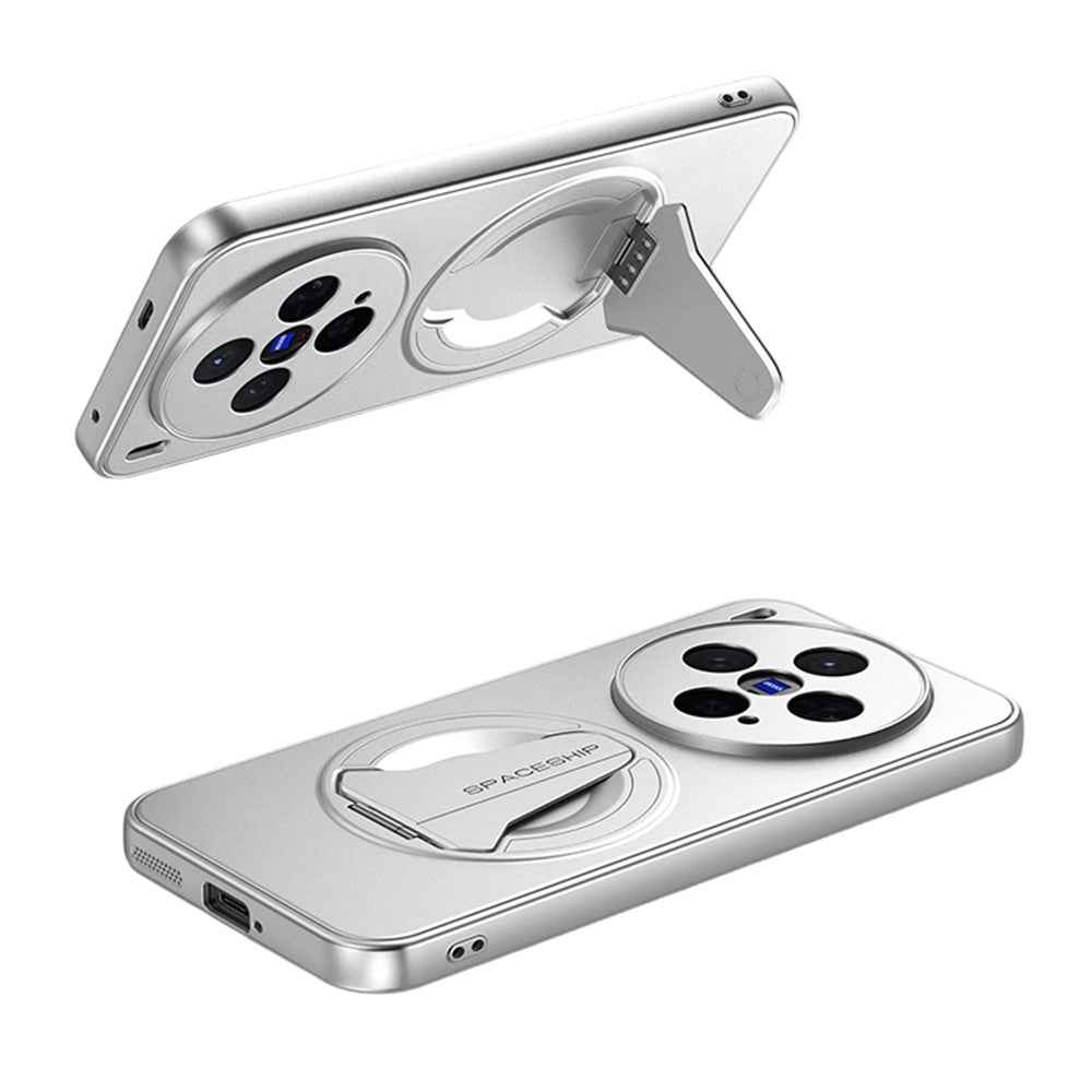 For vivo X300 5G Magnetic Case Hidden Kickstand Skin-Feel Matte PC TPU Phone Back Cover - Silver