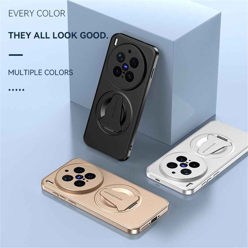 For vivo X300 5G Magnetic Case Hidden Kickstand Skin-Feel Matte PC TPU Phone Back Cover - Silver