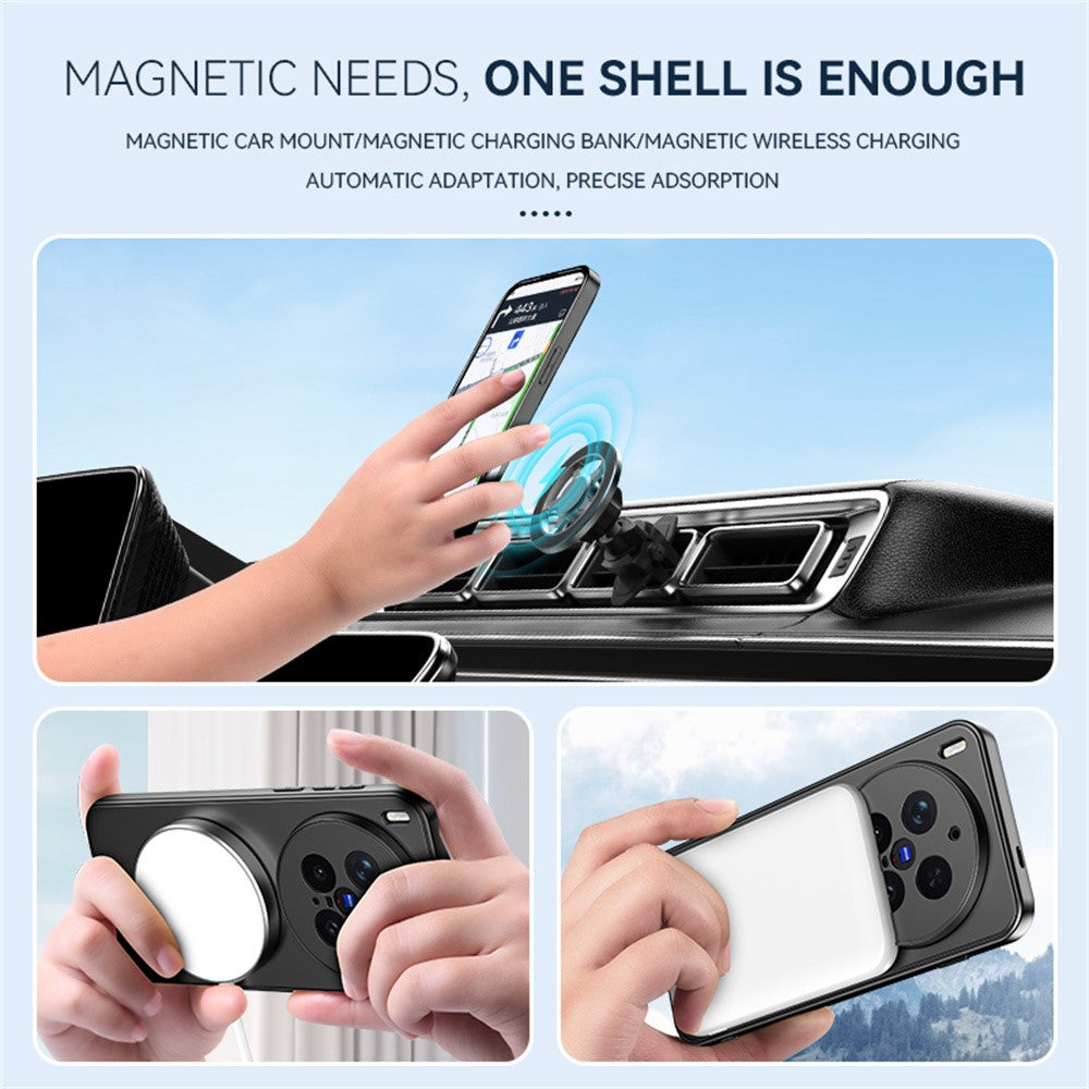 For vivo X300 5G Magnetic Case Hidden Kickstand Skin-Feel Matte PC TPU Phone Back Cover - Silver