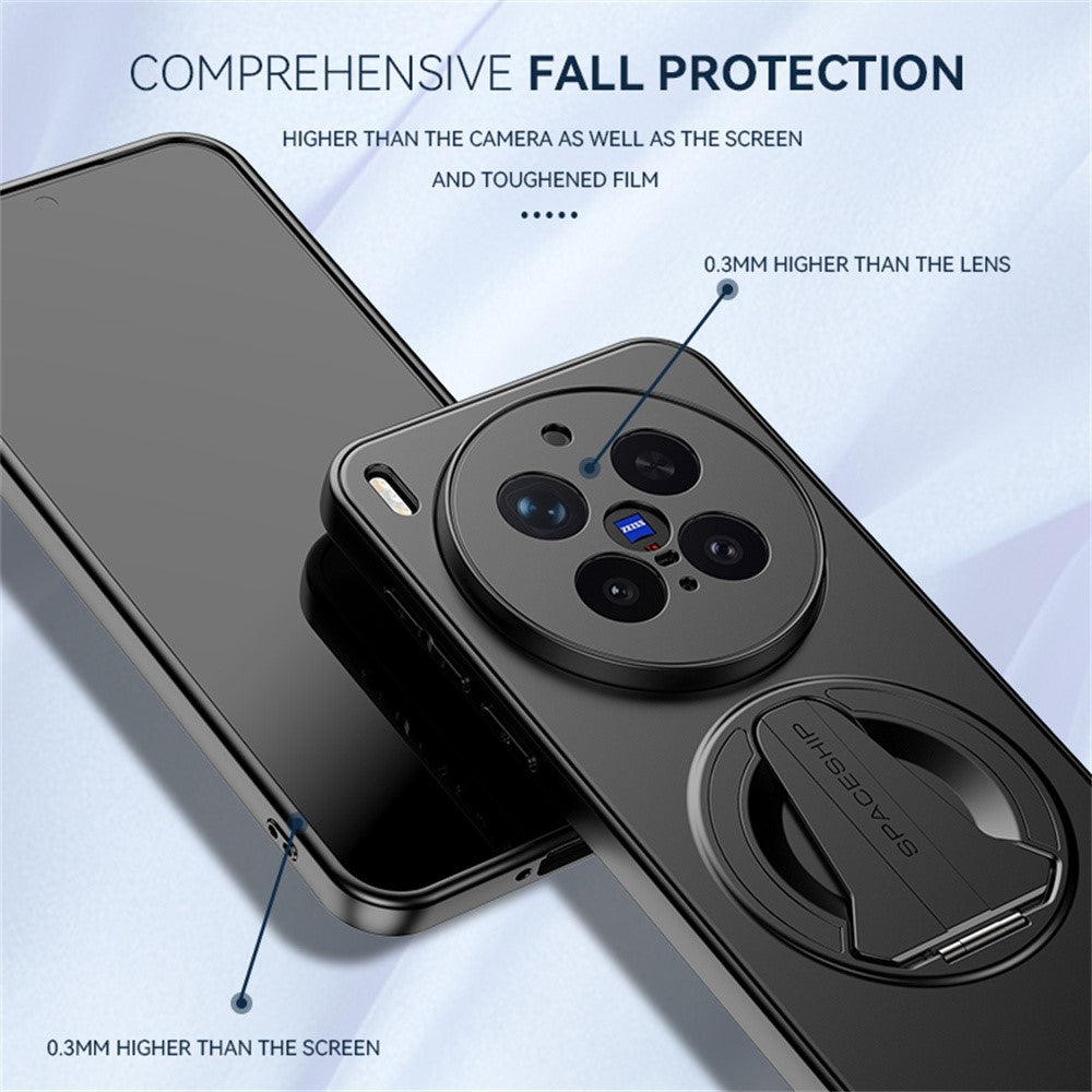 For vivo X300 5G Magnetic Case Hidden Kickstand Skin-Feel Matte PC TPU Phone Back Cover - Silver