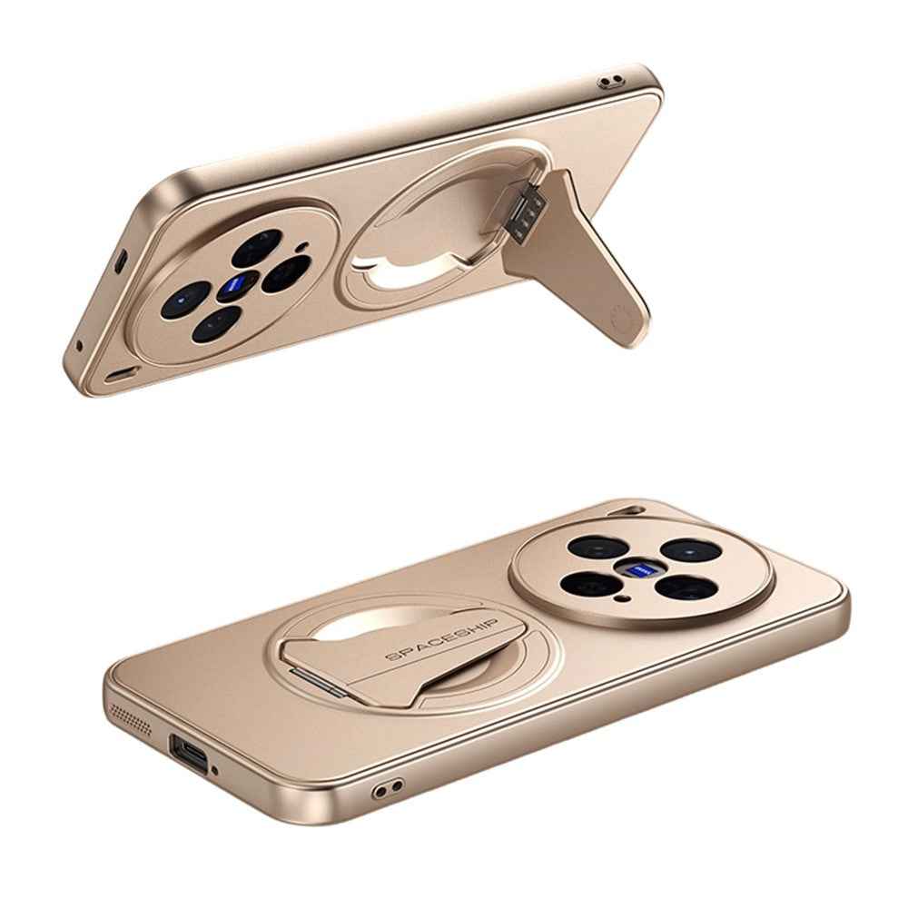 For vivo X300 5G Magnetic Case Hidden Kickstand Skin-Feel Matte PC TPU Phone Back Cover - Desert Gold