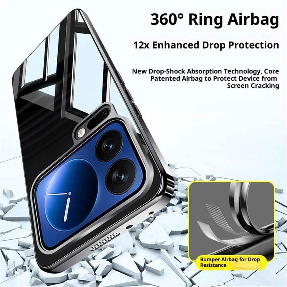 For Xiaomi 17 Pro Case Electroplating PC Phone Back Cover with Camera Lens Protector - Black