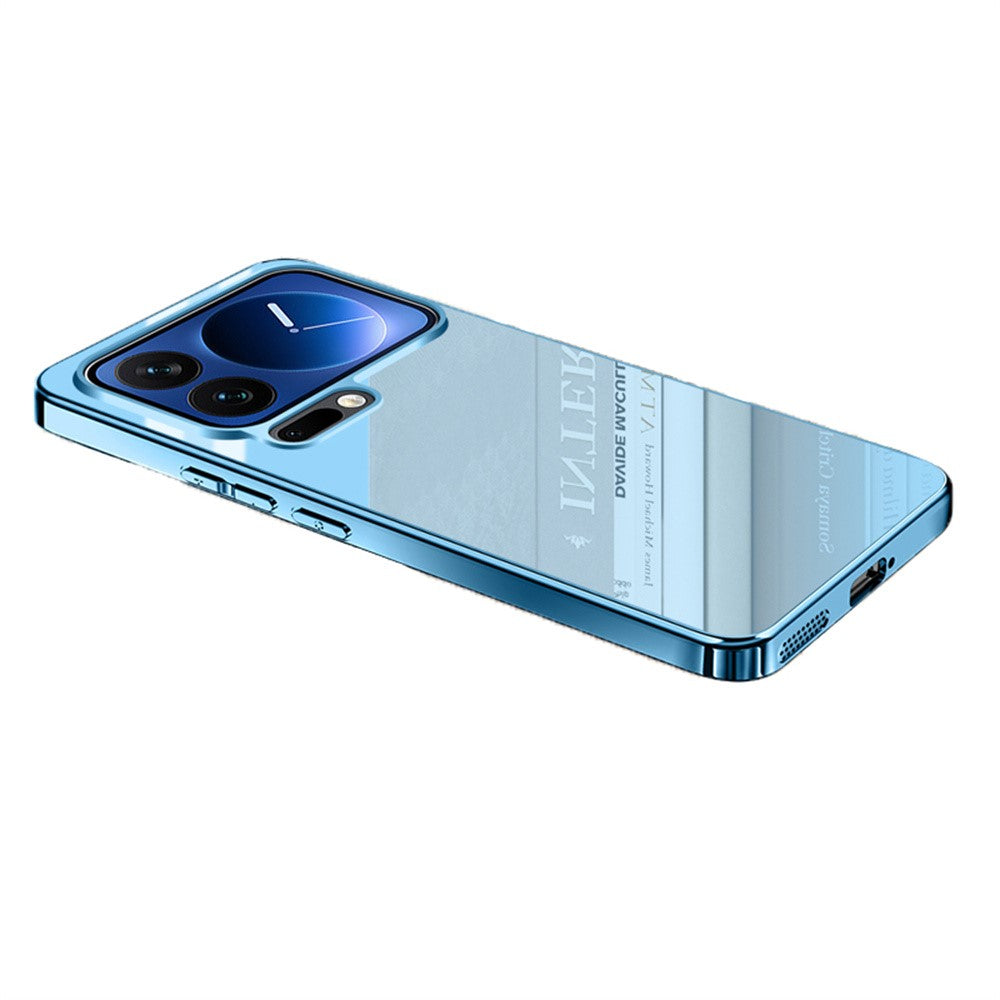 For Xiaomi 17 Pro Max Case Electroplating PC Phone Back Cover with Camera Lens Protector - Blue