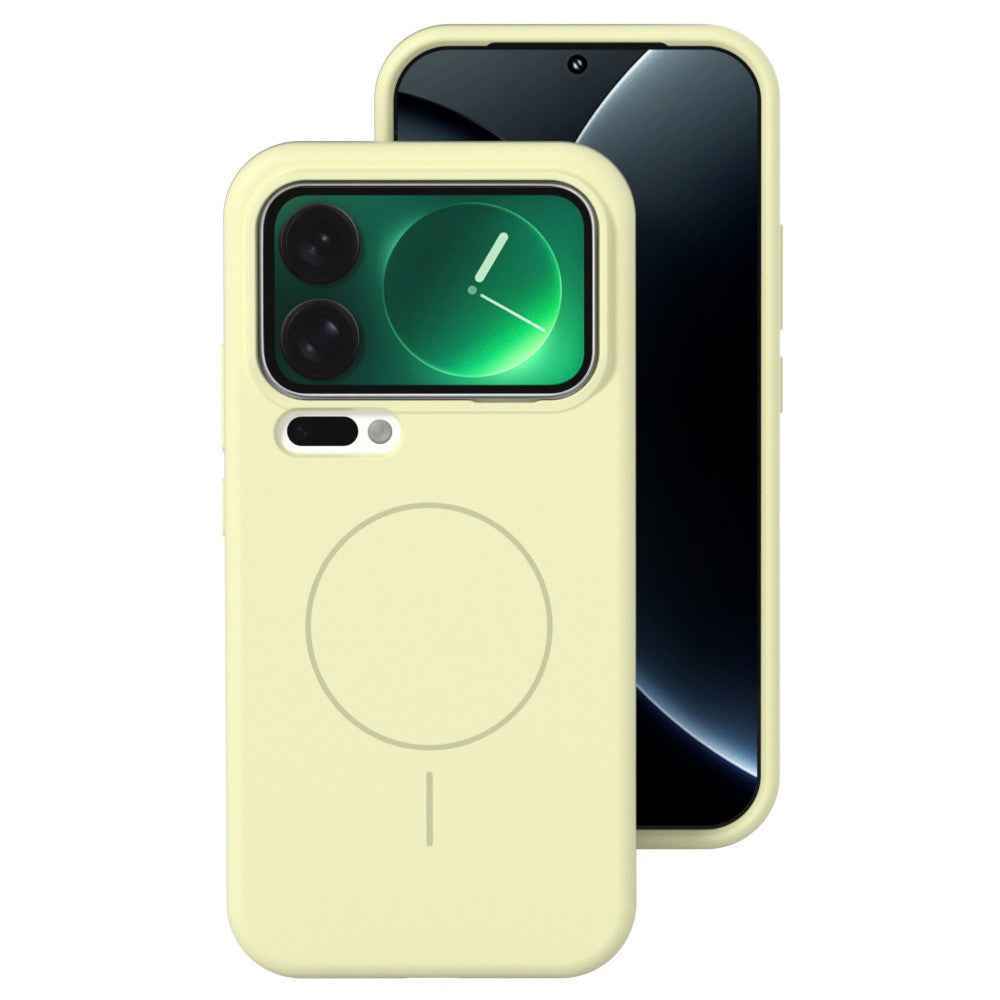 For Xiaomi 17 Pro Liquid Silicone Magnetic Case Skin-Touch Phone Cover - Yellow