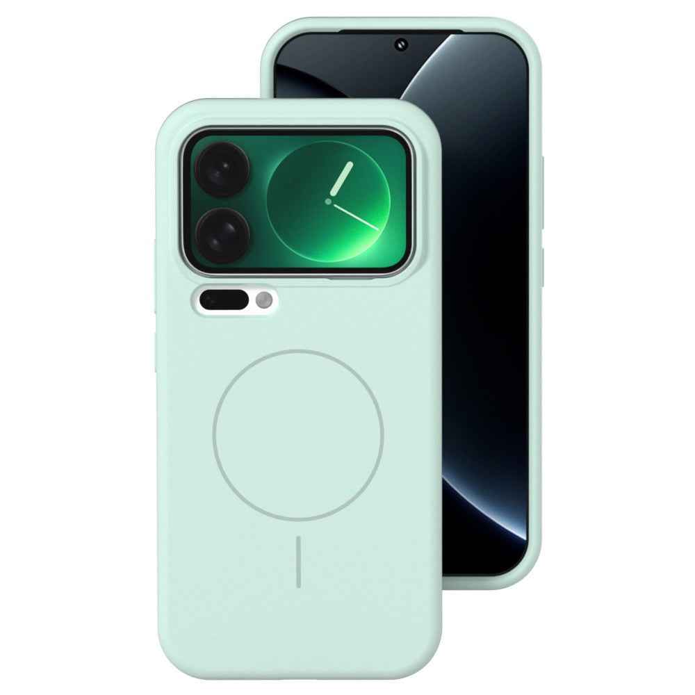 For Xiaomi 17 Pro Liquid Silicone Magnetic Case Skin-Touch Phone Cover - Mint Green