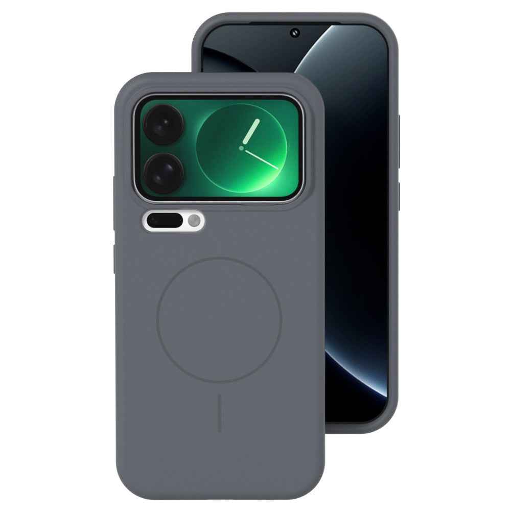 For Xiaomi 17 Pro Liquid Silicone Magnetic Case Skin-Touch Phone Cover - Grey