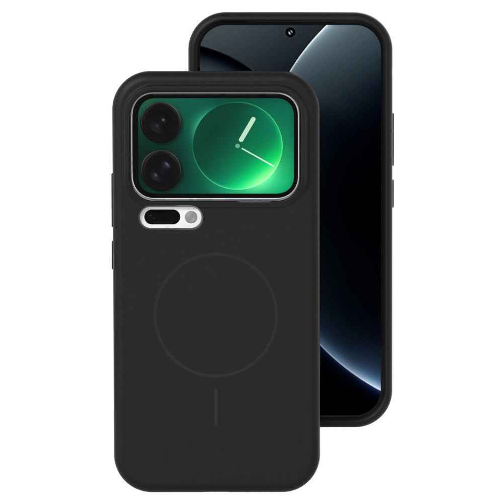 For Xiaomi 17 Pro Liquid Silicone Magnetic Case Skin-Touch Phone Cover - Black